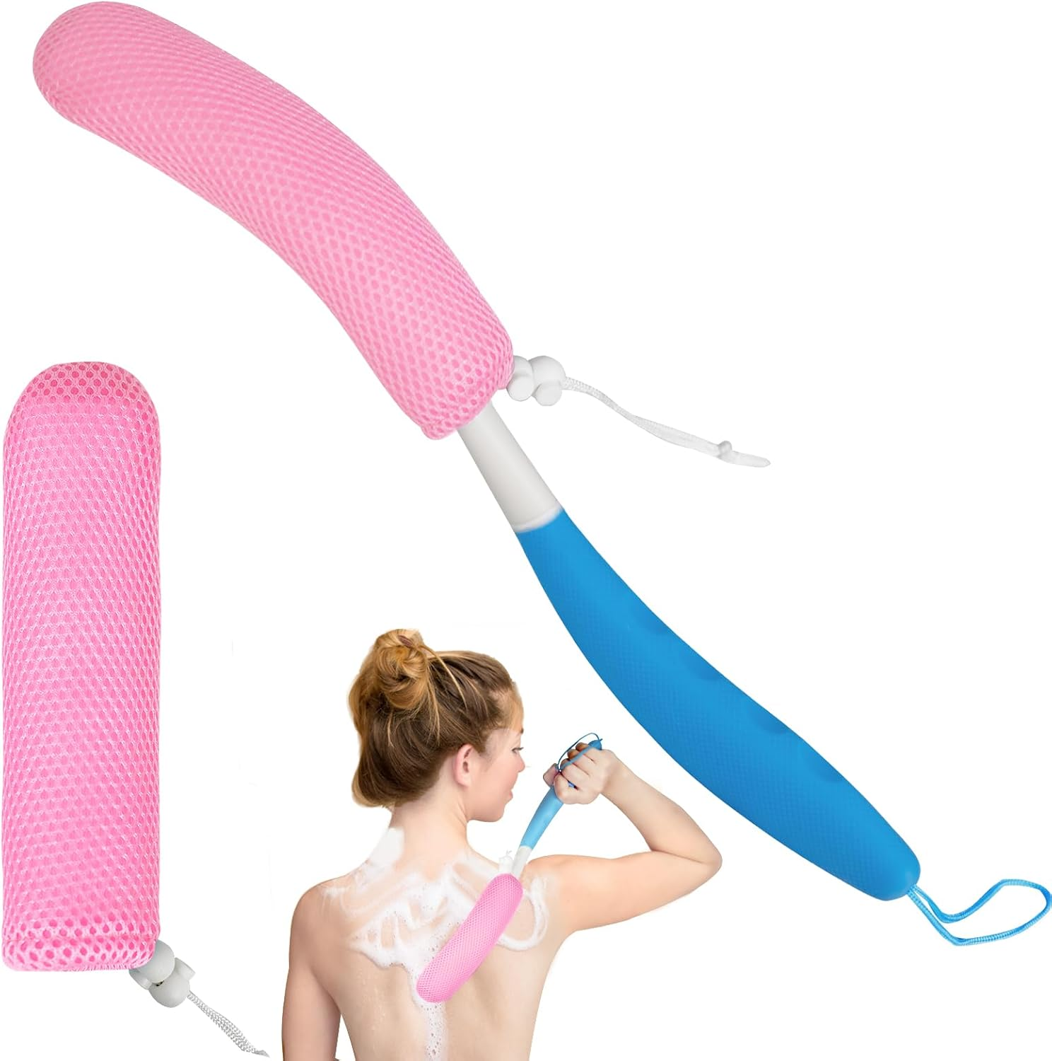 Leetye Mei Long Handled Shower Brush, Non-Slip Long Handle Bath Brush, Back Body Brush Gentle Exfoliating and Lather Well Deep Cleansing Long-Lasting for Body image number 1