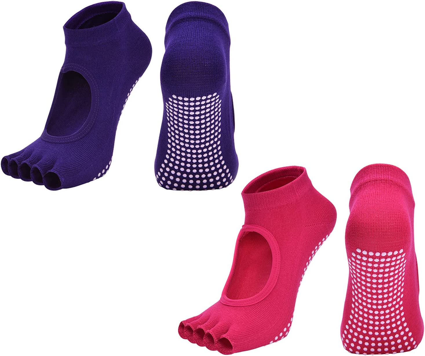 TRADERPLUS 2 Pairs Yoga Socks for Women Toeless Non Slip Sock Pilates Ballet Womens Socks for Workout, Yoga, Dance image number 2