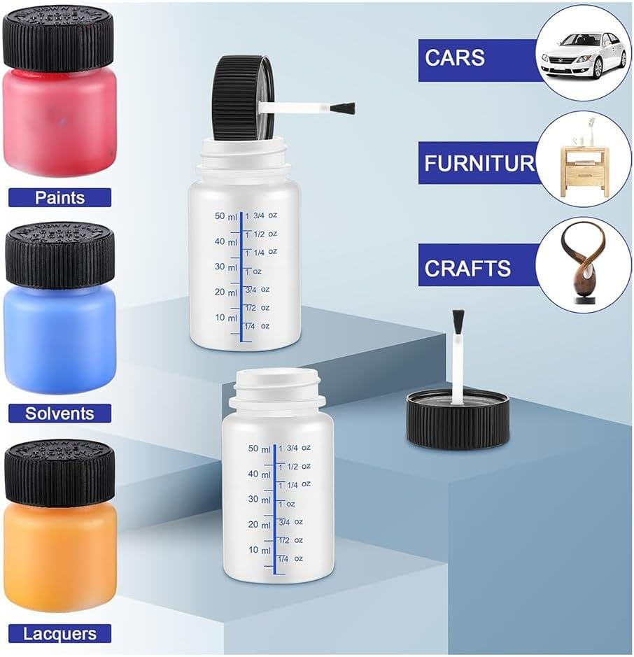 120Pcs Touch up Paint Bottles with Applicator Brush and Lids 2 Oz and 1 Oz Liquid Capacity Plastic for Fixing Wall Stone image number 1