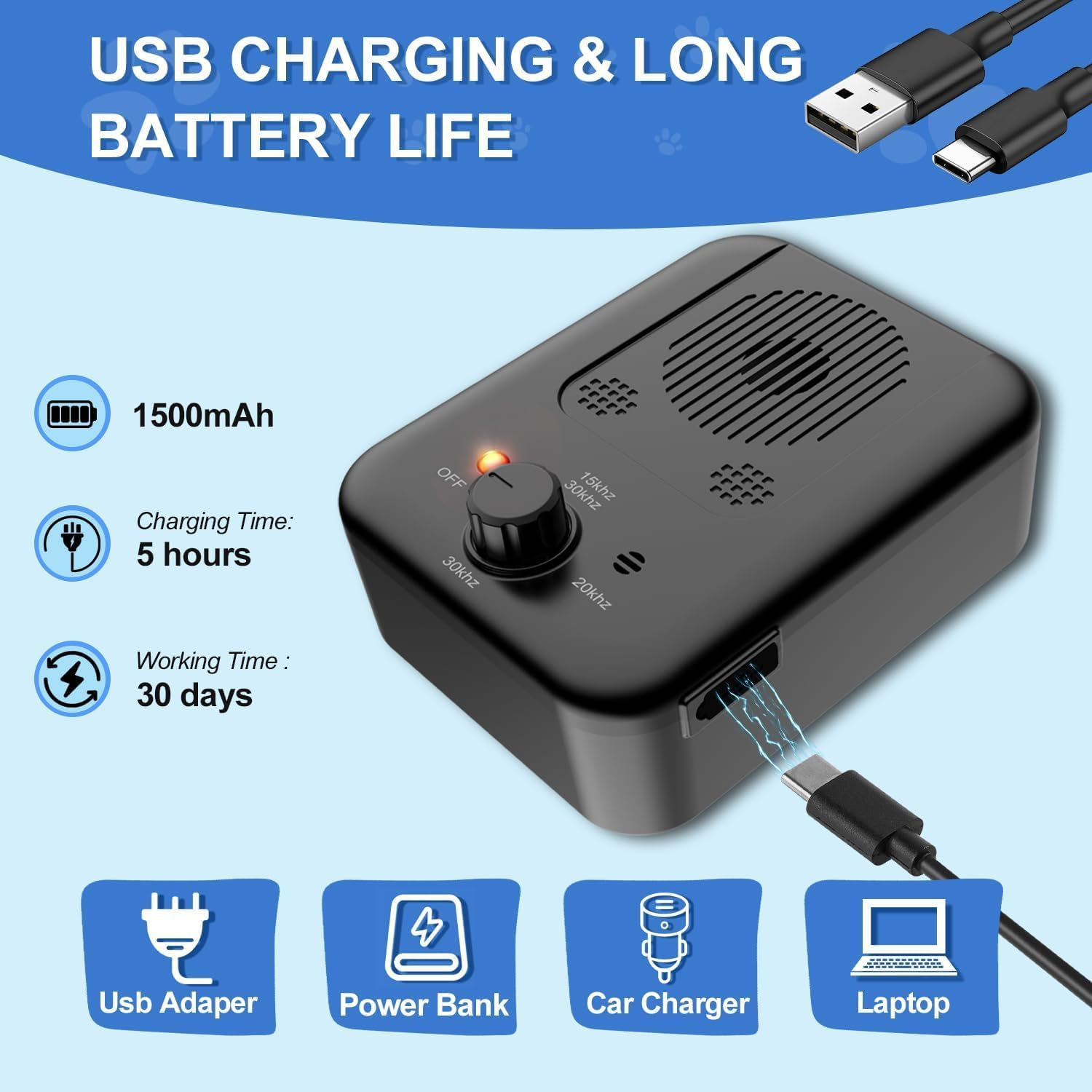 Anti Bark Device for Dogs, Ultrasonic Dog Bark Control Deterrent Devices with 3 Adjustable Levels, Stop Neighbors Dog Barking Silencer, Barks No More Dog Training Device Indoor & Outdoor image number 3