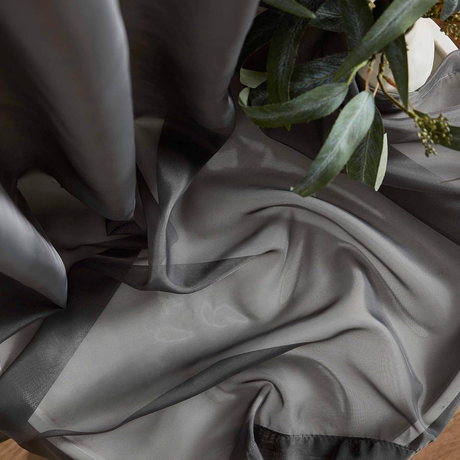 HLC.ME Charcoal Grey 2-Pack 270Cm Inch X 160Cm Inch Window Curtain Sheer Panels image number 4