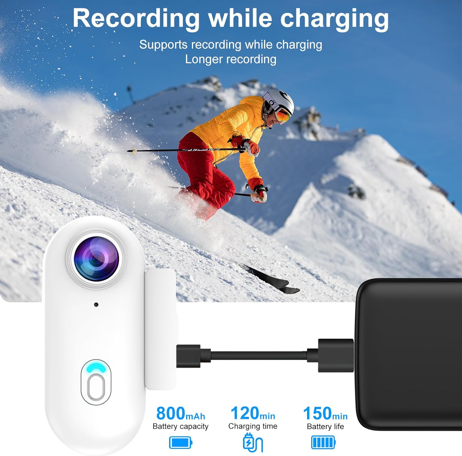 B-Qtech 1080P Body Camera, 360&deg; Action Camera Magnetic Pocket Thumb Cam, IP68 Waterproof, Mini Action Cam for Recording,Outdoors Activities,Walking image number 4