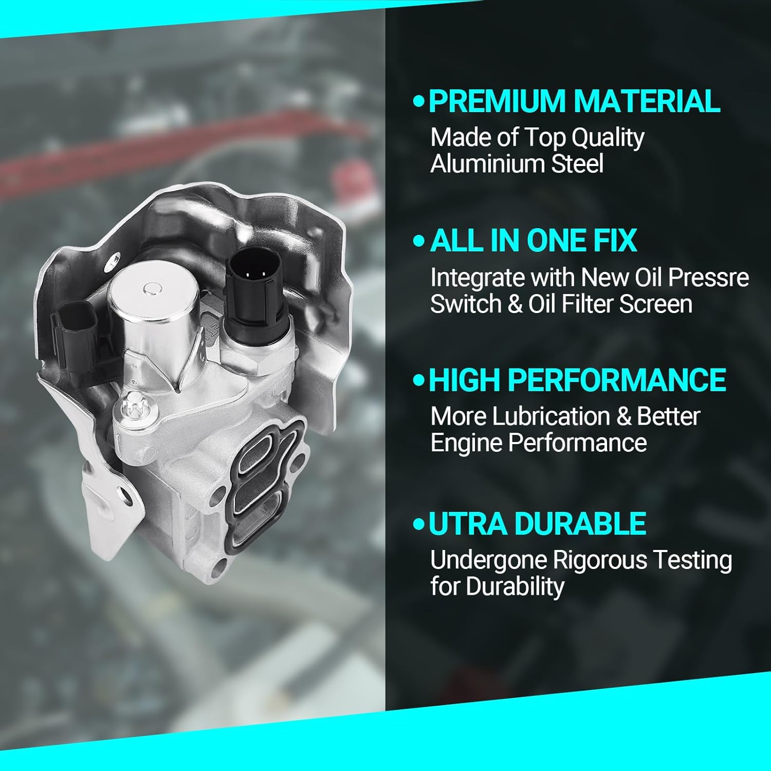 15810-RAA-A03 VTEC Solenoid Spool Valve with Oil Pressure Switch & Gasket - Fit for 2002-2011 Honda Acura - 2.4L Accord, CR-V, Element, 2.0L Civic,Rsx - Replace 15810-PNE-G01, 15810-PPA-A01, 917-224 image number 4