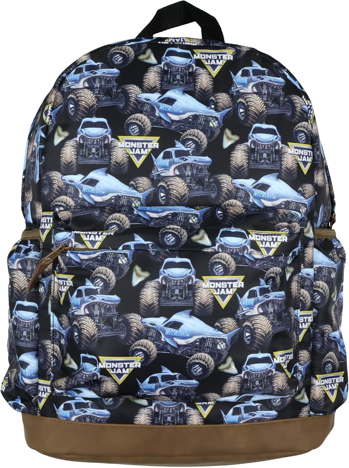 INTIMO Monster Jam Backpack Allover Megalodon Shark Monster Truck School Book Bag with Laptop Tech Sleeve image number 4