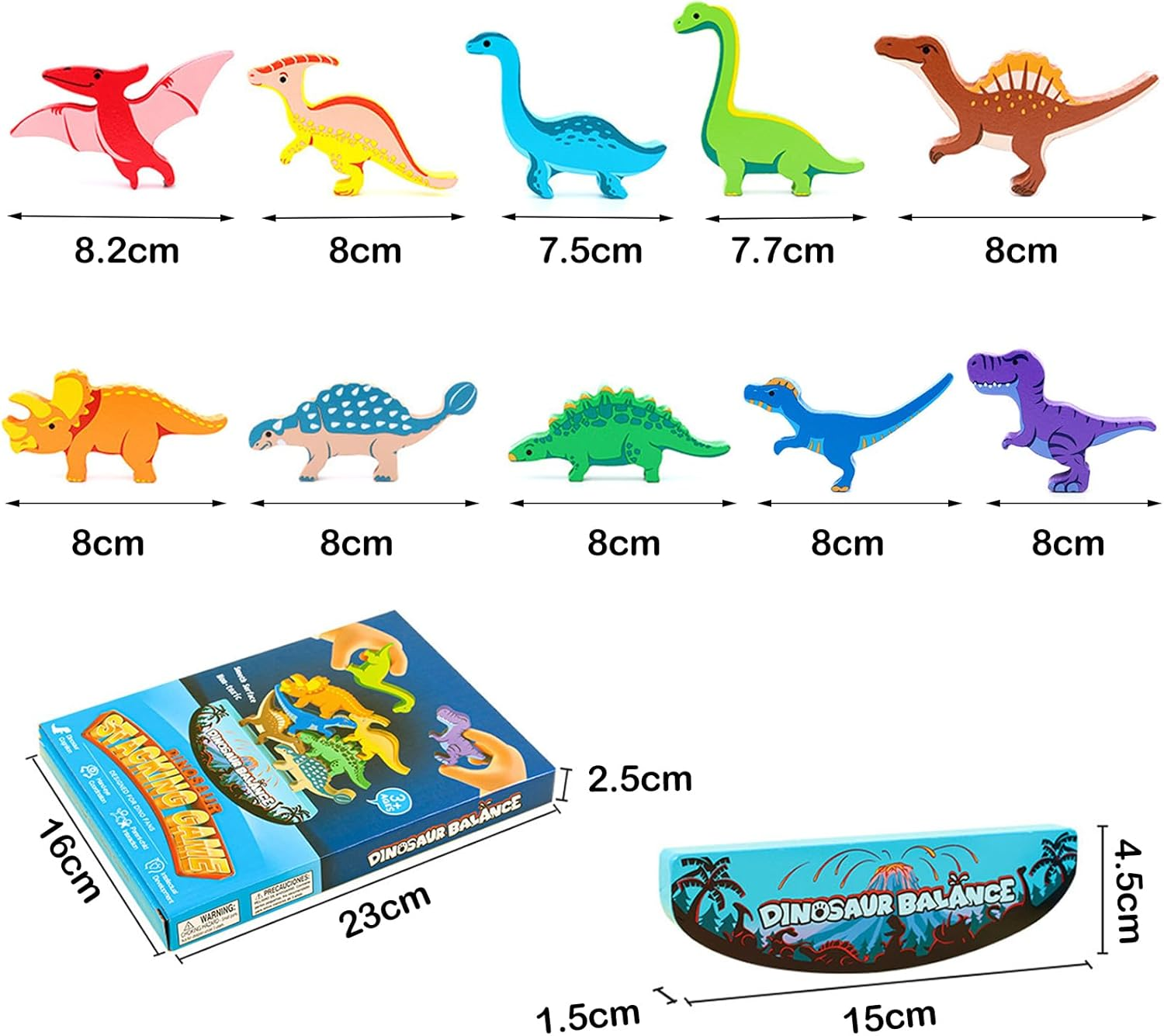 ZUNIPLEX Dinosaur Balance Stacking Toys,Wooden Montessori Toy,Board Games for Kids,Dinosaur Gifts for Boys Girls for 3-9 Years Old image number 1