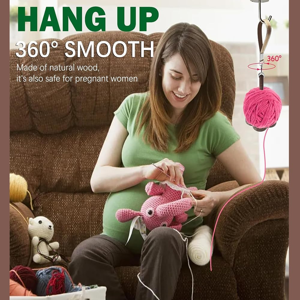 Wooden Wrist Yarn Holder with Wristband, Portable Knitting Organizer, Crochet Storage Supplies image number 3