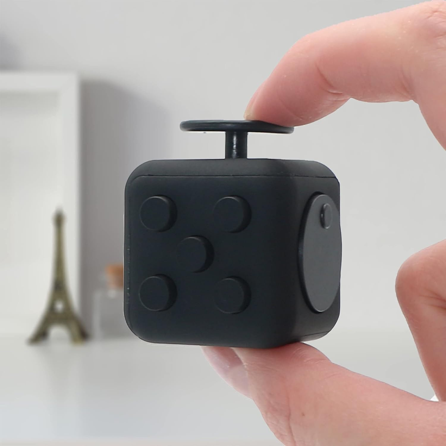 Fidget Cube Stress Anxiety Pressure Relieving Toy Great for Adults and Children[Gift Idea][Relaxing Toy][Stress Reliever][Soft Material] (Black&Black)
