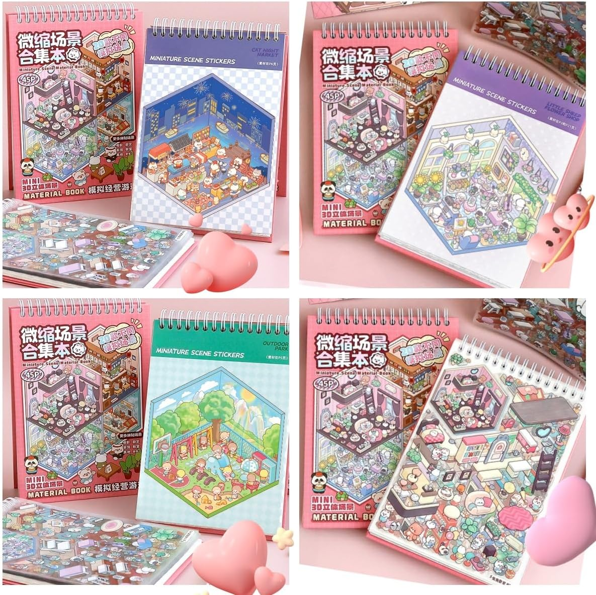 20 Set DIY 3D Sticker Scene Collection Book,Fun DIY 3D House Stickers for Kids Make Your Own Warm Home,Supermarke,Therapy for Adult for Relief Stress Pass the Time Clothing Store,Burger Shop image number 4