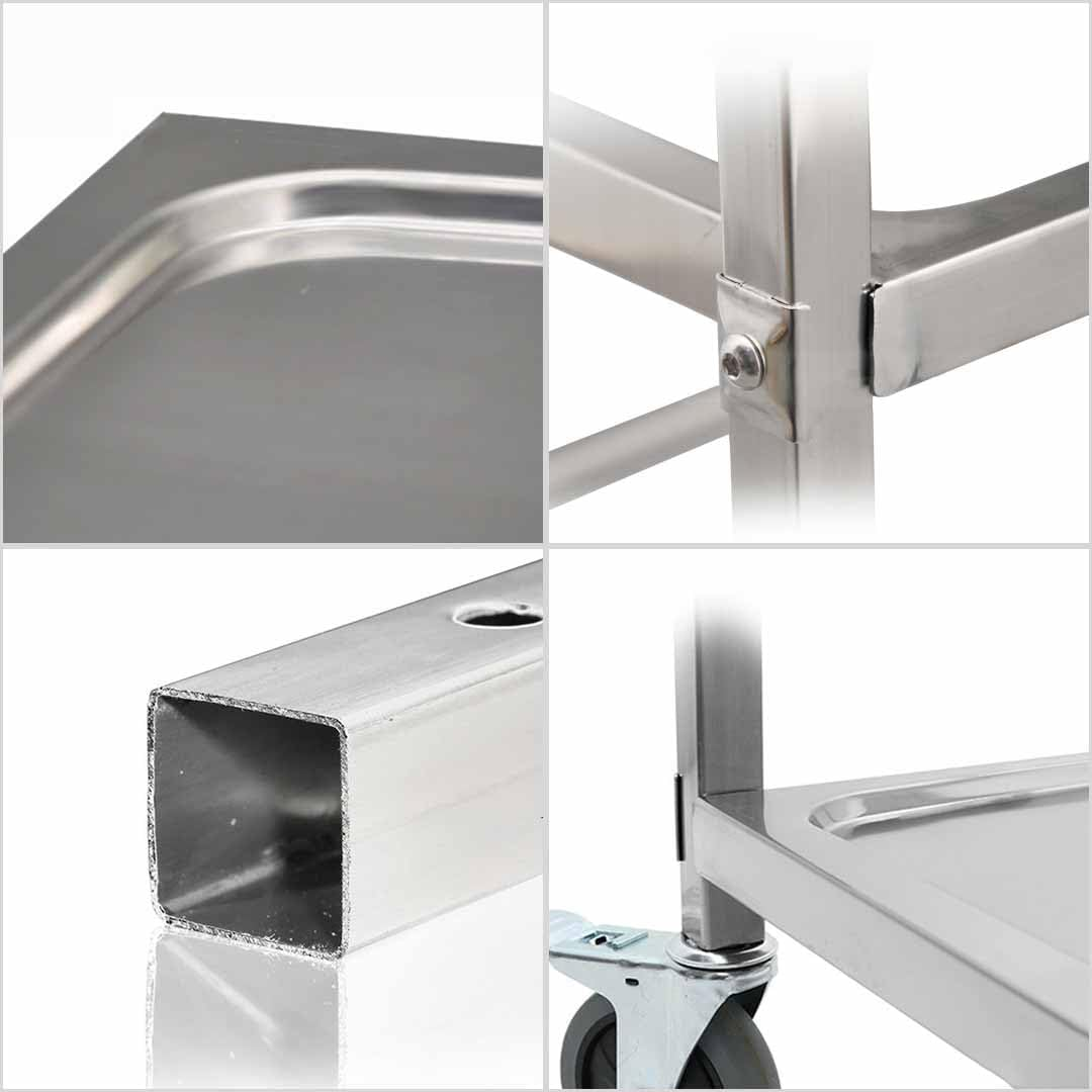 SOGA 2 Tier 85X45X90Cm Stainless Steel Kitchen Dining Food Cart Trolley Utility Medium image number 5