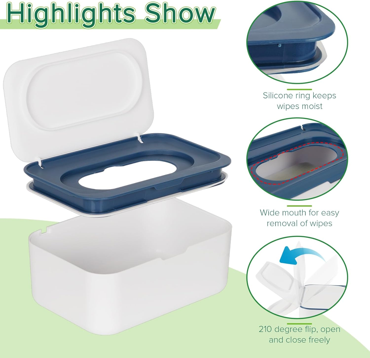 2 Pack Baby Wipes Dispenser, Wipes Case Baby Wipe Holder Keeps Wipes Fresh, Non-Slip, Easy Open & Close (2 Pack Blue) - 2 Pack Gray image number 5