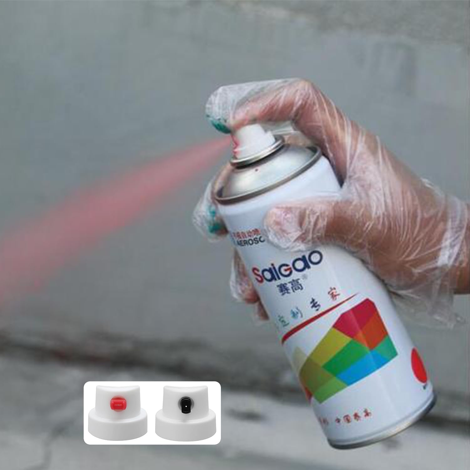 Taicols 20 Pack Flat Jet Spray Paint Caps -Graffiti Car Spray Paint Accessory Supplies for Graffiti, Calligraphy & Art, Red & Black Tips, Compatible with Spray Cans, Durable Paint Can Nozzles