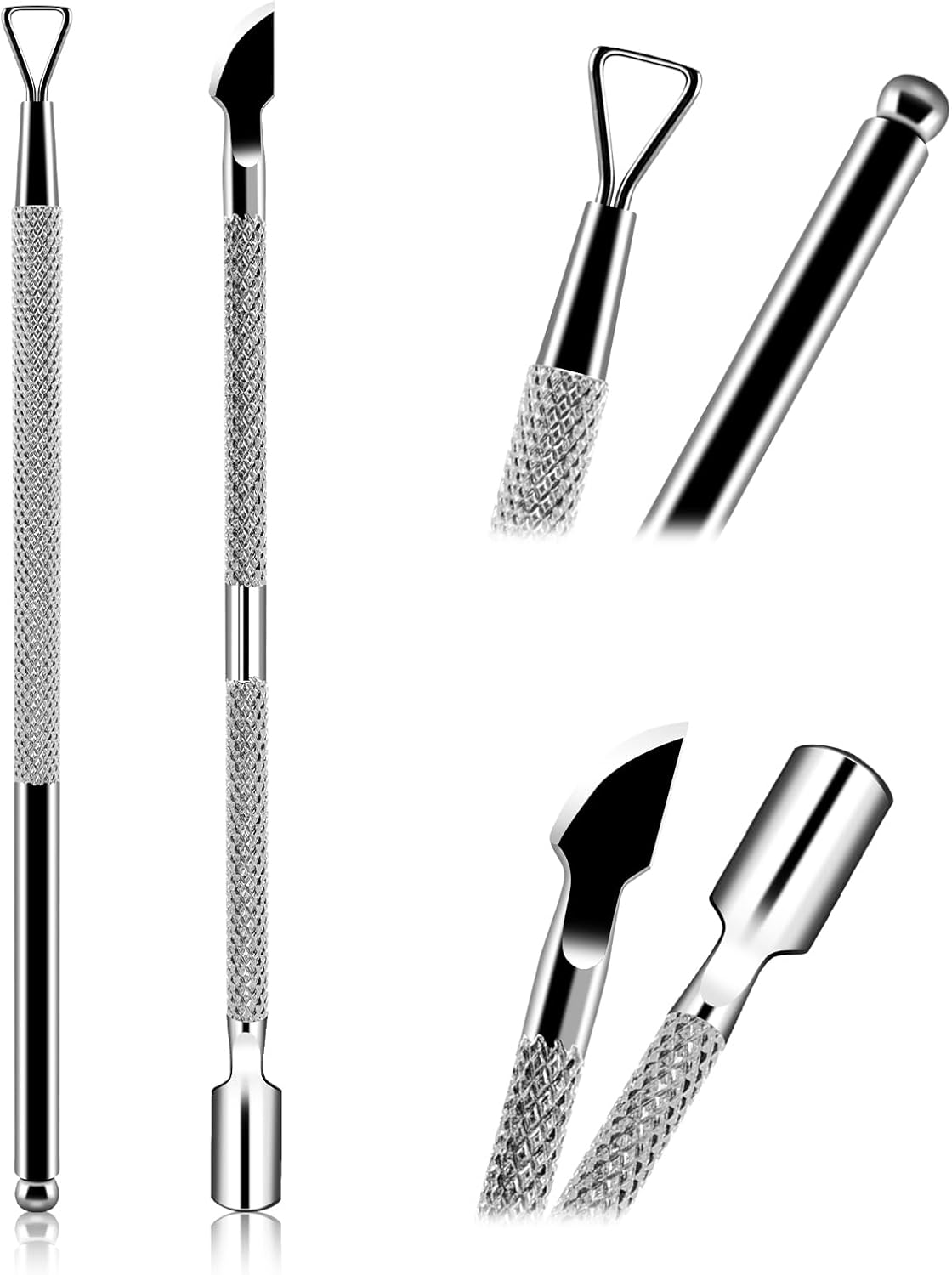 HOFASON 2 PCS Cuticle Pushers and Nail Polish Remover - Stainless Triangle Nail Scraper Professional Durable Tool for Gel Removal, Nail Care Polish, for Girls Home Manicure Pedicure Tools Kit(Silver) image number 2