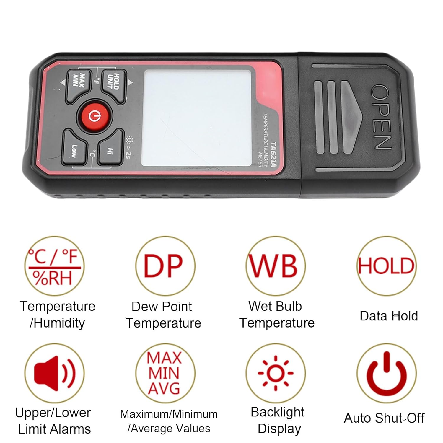 Zerodis Ph Water Humidity Meter Hygrometer Thermometer Temperature Humidity Meter with Dew Point Wet Bulb Backlight Display Suitable for Indoor Home Greenhouse Office High Accuracy image number 2