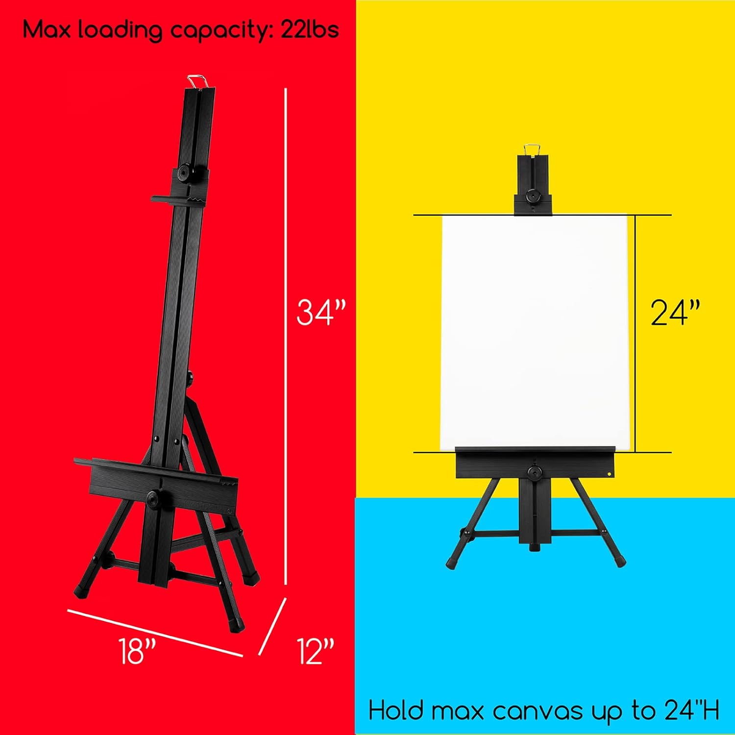MEEDEN Tabletop Easel Stand for Painting & Display - Premium Aluminum Art Easel, Portable for Canvas, Desk Tripod for Adult, Beginner, Artist, Holds Canvas up to 24" image number 6