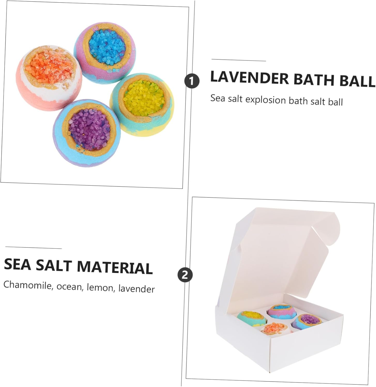 Healeved 4Pcs Exfoliating Bubble Dead Sea Bath Balls Boys and Girls Bubble Bombs Box image number 1