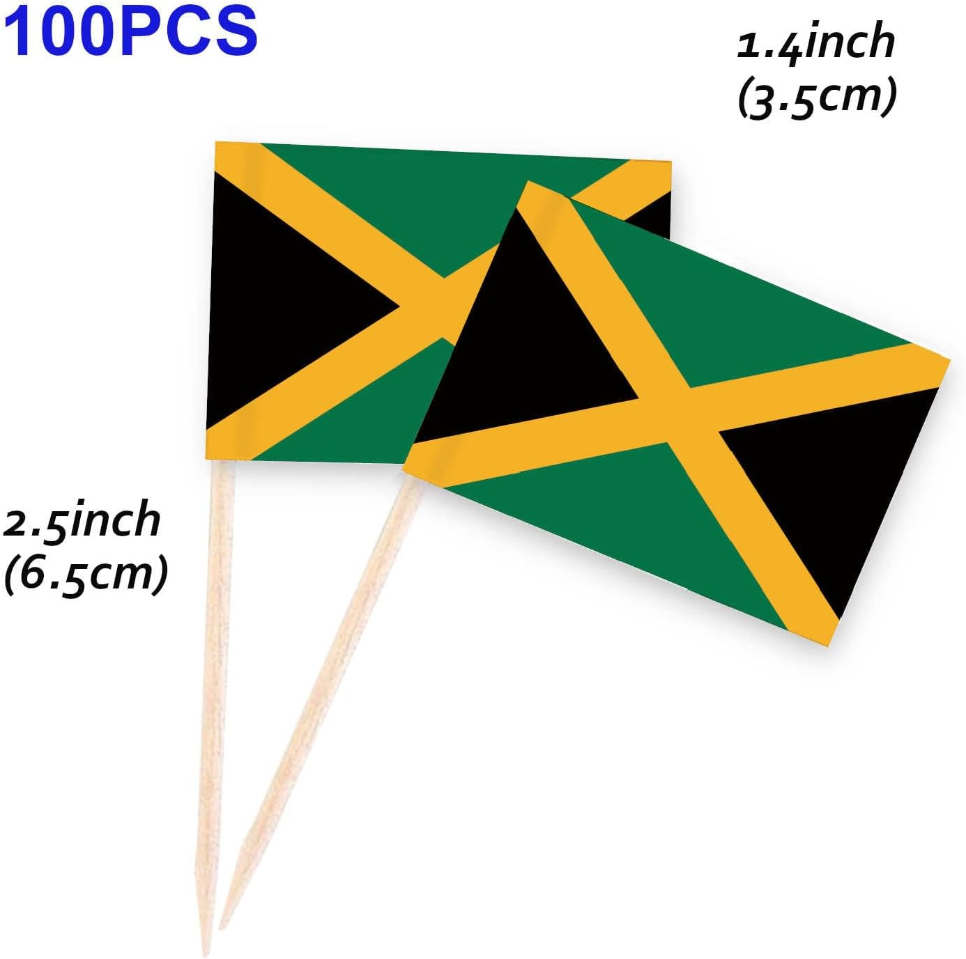 100 PCS Jamaica Flag Cake Topper,Jamaican Cupcake Stand for Party Decoration Supplies image number 2