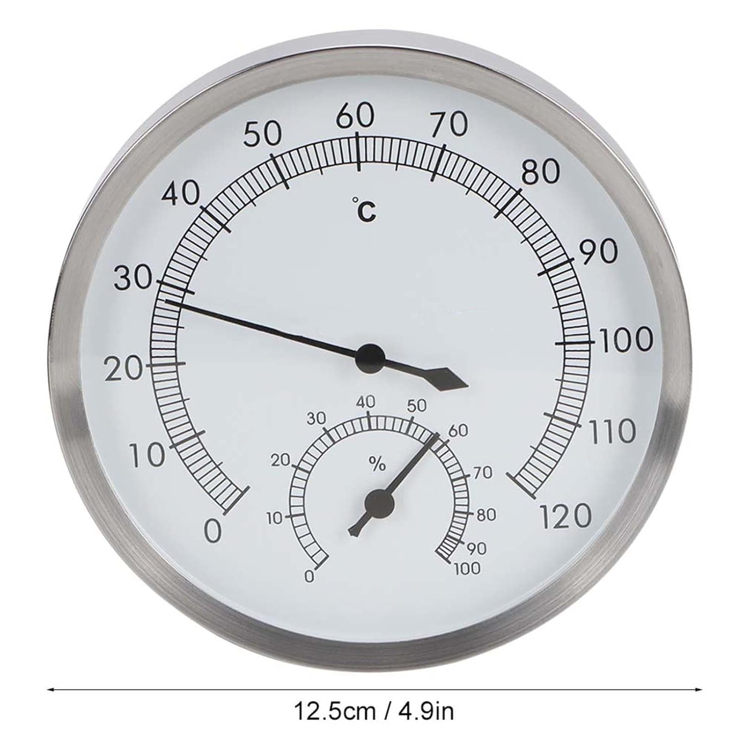 Sauna Room Thermometer Hygrometer, Stainless Steel Steam Room Thermometer, 2 in 1 Thermometer Hygrometer for Sauna Room, Steam Room image number 1