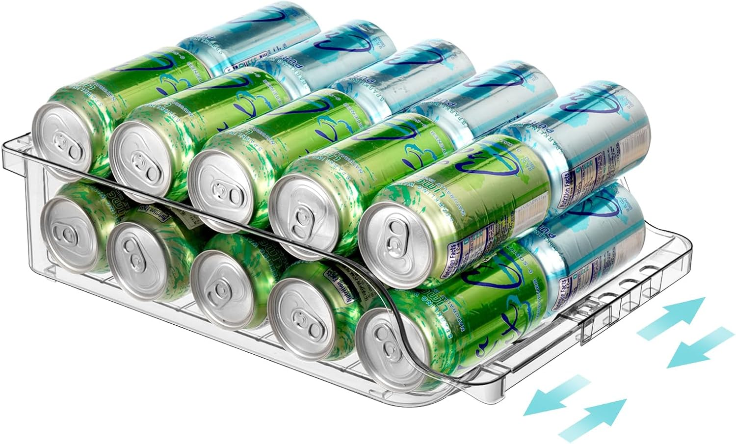 1 Packs Clear Width Adjustable Soda Can Organizer for Refrigerator Expandable Soda Can Dispenser for Beer Soda Seltzer Pop Can Soda Expand Organizer for Fridge Kitchen Pantry image number 2