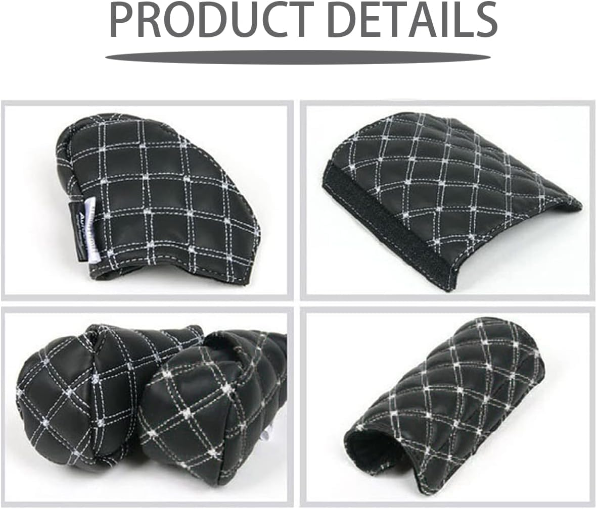 2 Pcs Set Car Handbrake Shift Gear Knob Cover, Leather Breathable Soft Handbreak Protect No-Slip Sleeve, Case Auto Interior Decor Accessories Fit Most Vehicle for Men Women (Black, One Size) image number 3