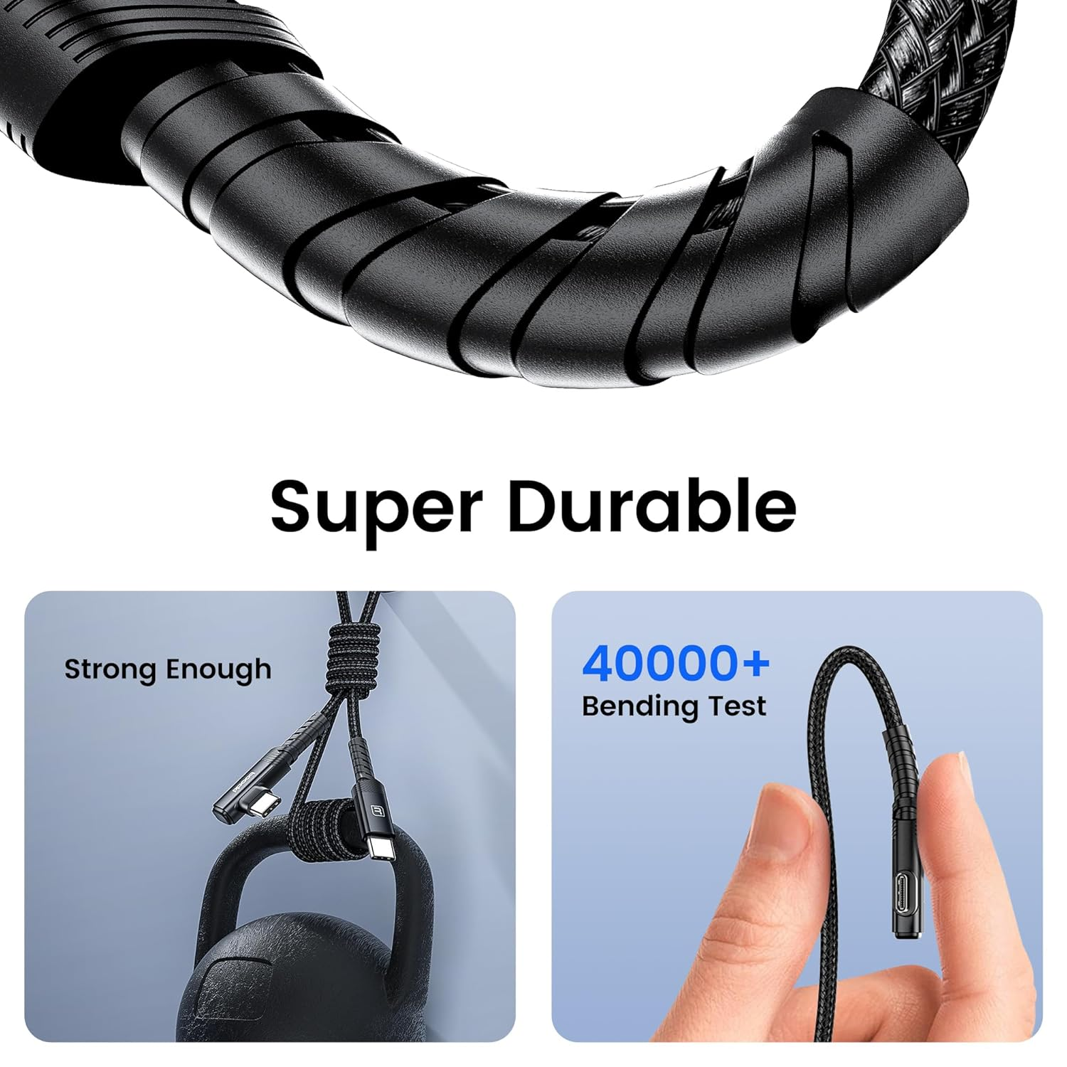 USB C to USB C Cable (2M, 2Pack), 60W Fast Charging Cable with Right Angle Connector, Compatible with Iphone 17 16 15 Pro plus Pro Max Air, Macbook Air, Galaxy S23 Ultra/S22/Note 20 Black image number 6