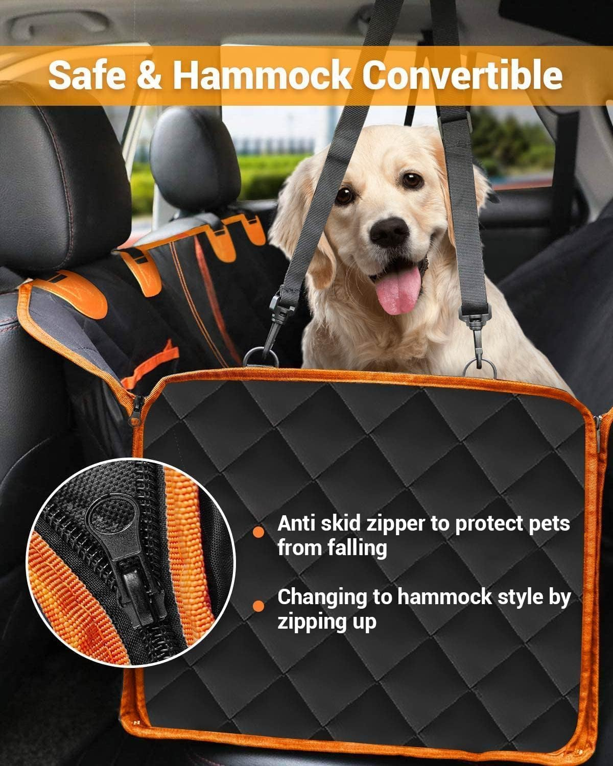 Dog Car Seat Cover, 600D Heavy Durable Dog Seat Cover for Back Seat, 100% Waterproof Scratch Proof Nonslip Dog Hammock for Car with Side Flap, Pet Back Seat Covers for Cars Sedan SUV Trucks image number 3