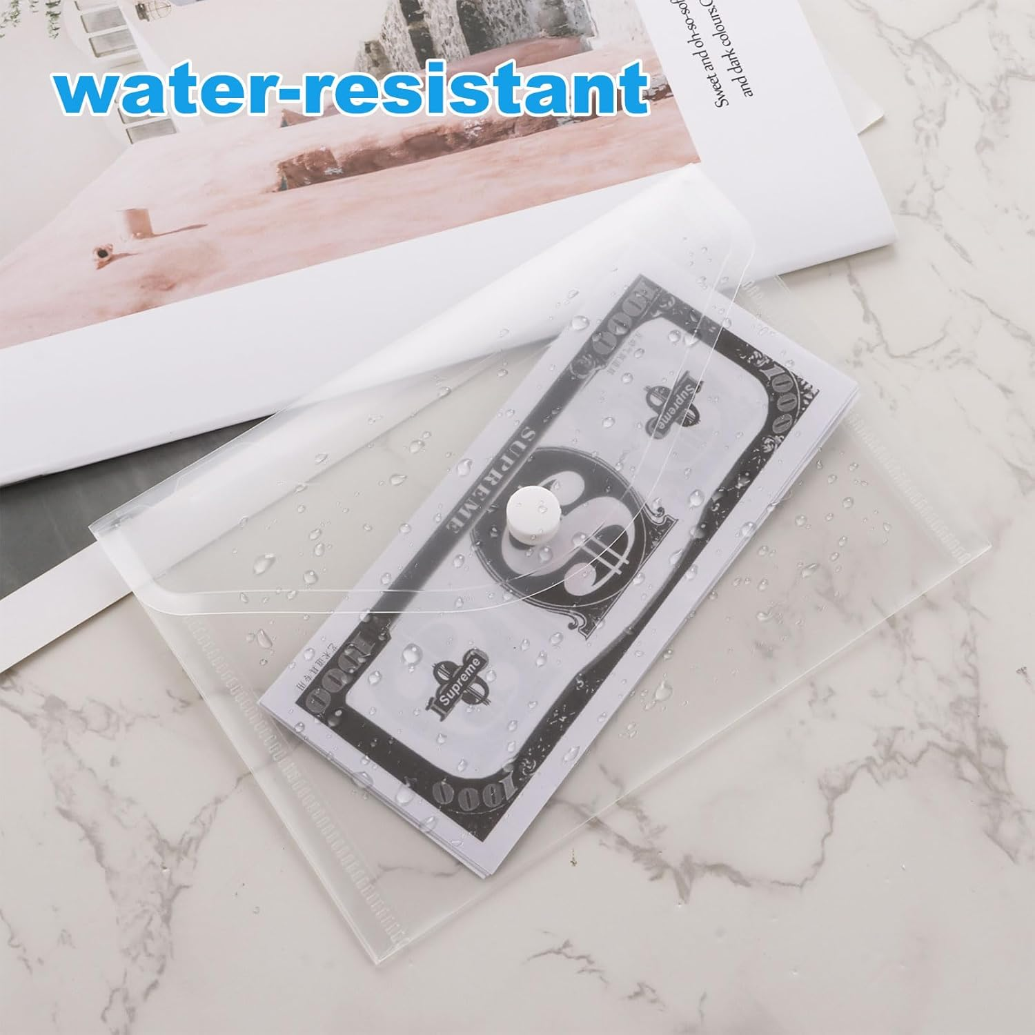 SHUESS 50 Pcs Plastic Wallets A6 - A6 Envelopes - Small Plastic Wallets - Clear Folders for Paperwork for Home, Office, School