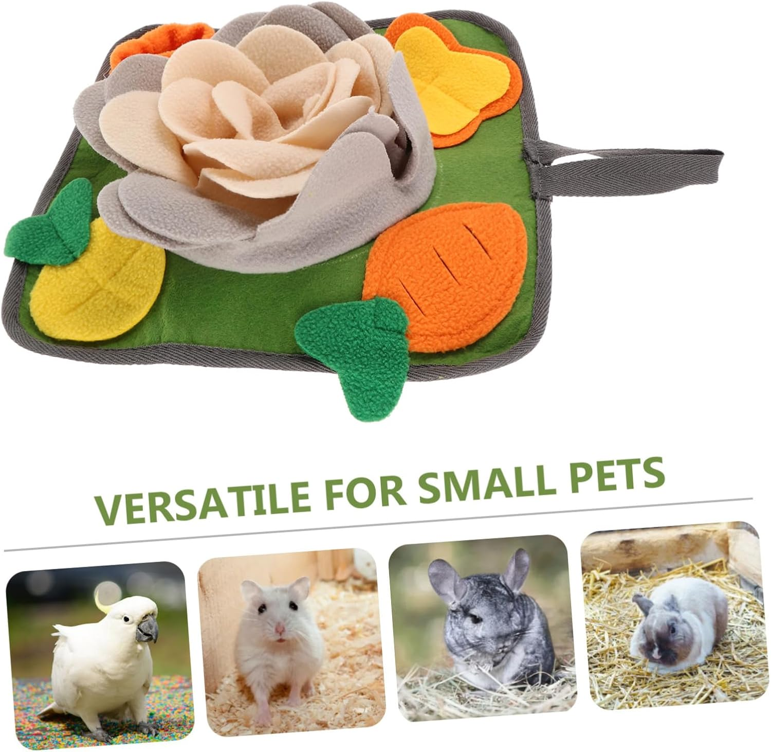 FONDOTIN Small Animal Snuffle Mat Foraging Toy Slow Feeder Pad Cotton Fabric Medium Size Interactive Feeding Mat for Rabbits Hamsters and Rats Pet Training Game image number 2