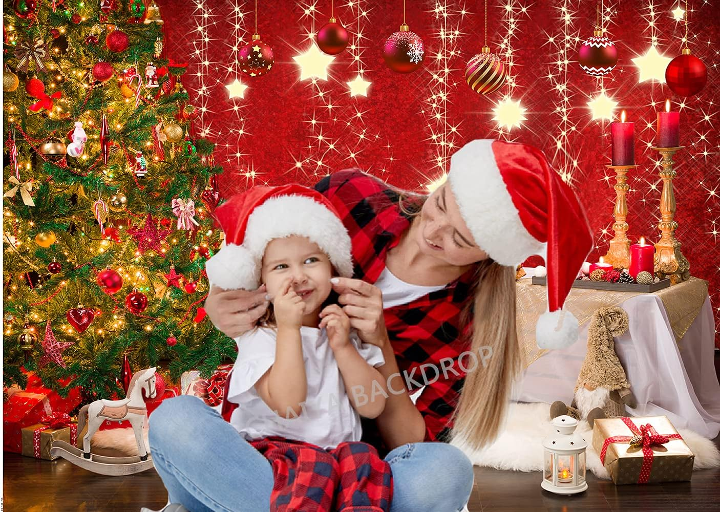 CHAIYA 7X5Ft Christmas Backdrops Red Christmas Backdrop Family Kids New Year Backdrop for Party Decorations CY-183 image number 6