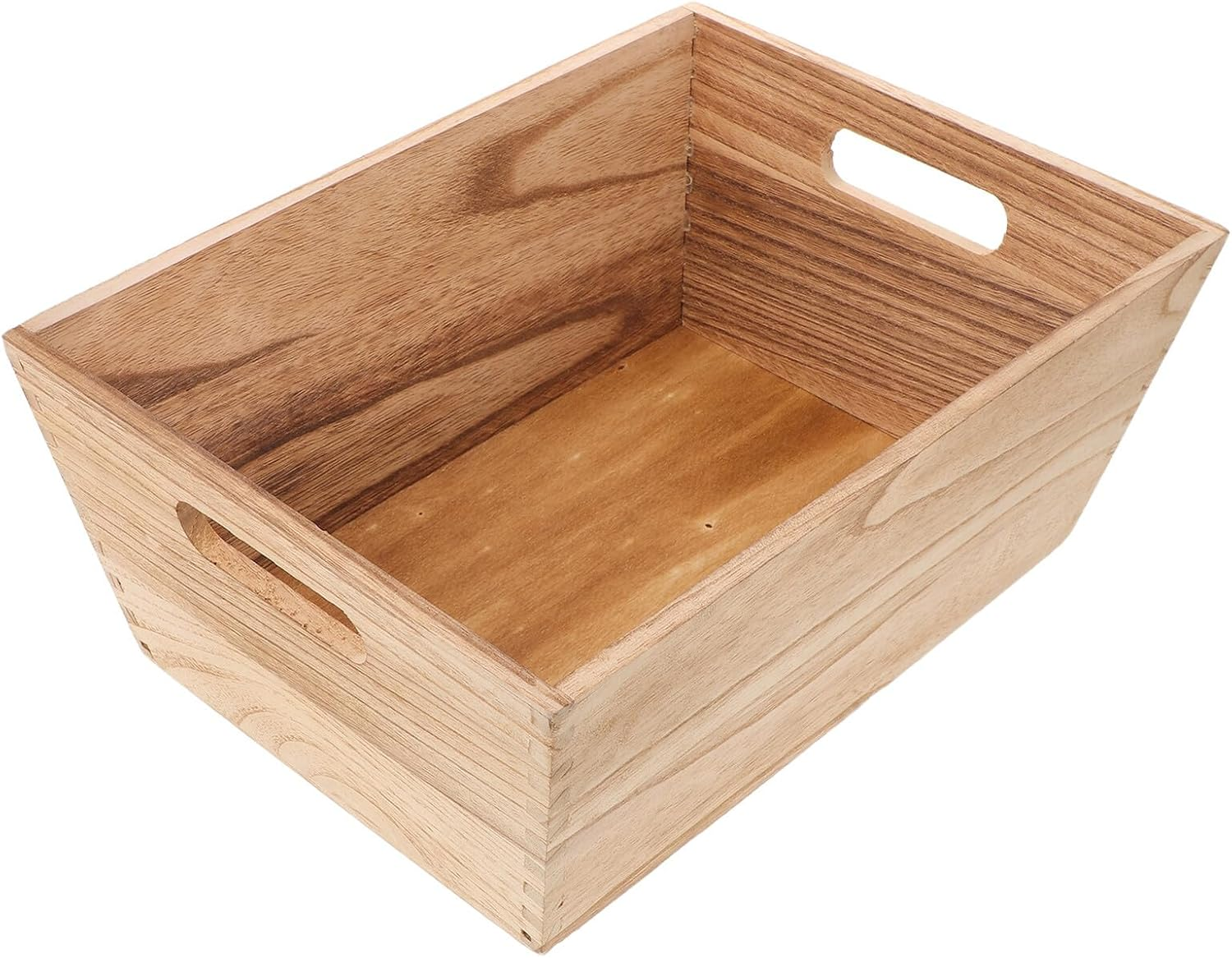 Ipetboom Unfinished Wood Crates Organizer with Handles Wooden Storage Bins for Kitchen Fruit Vegetable Display Versatile Cabinet Basket for Home and Retail Use image number 6