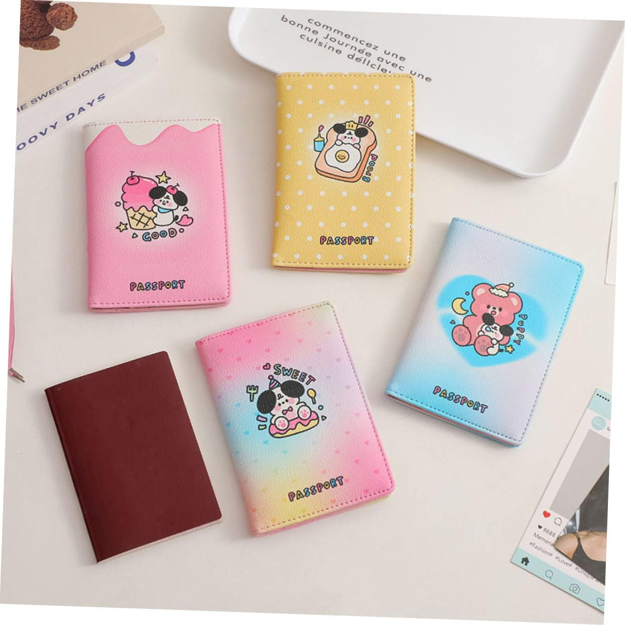 LIFKOME 5Pcs Multiple Passport Holder Credit Card Slot Men Passport Wallet for Men Pu Style Travel Organizer image number 4