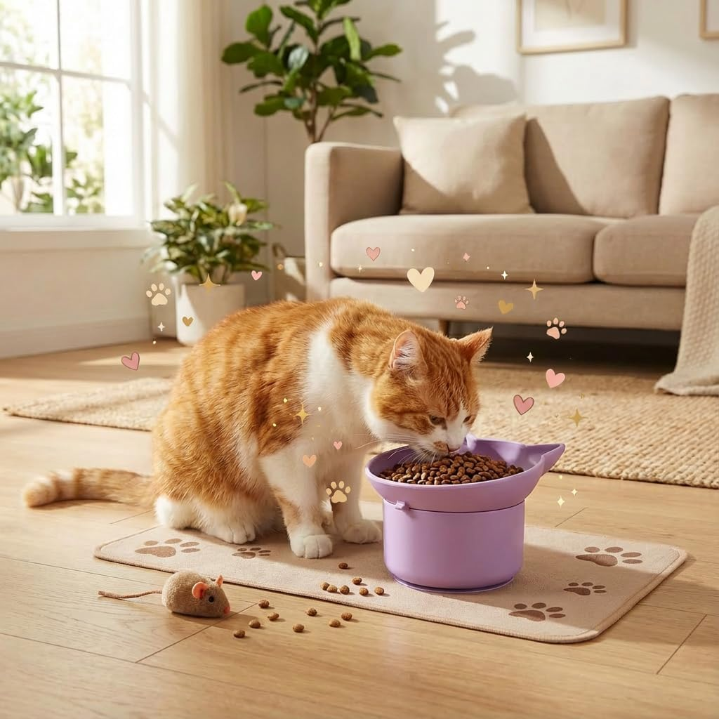 Silicone Cat Slow Feeder, Elevated Slow Feeder Cat Bowl for Dry and Wet Food, Adjustable Angle for Pets, Tilted Design with Non Slip Base, Fun Enrichment & Anxiety Relief (Purple) image number 6