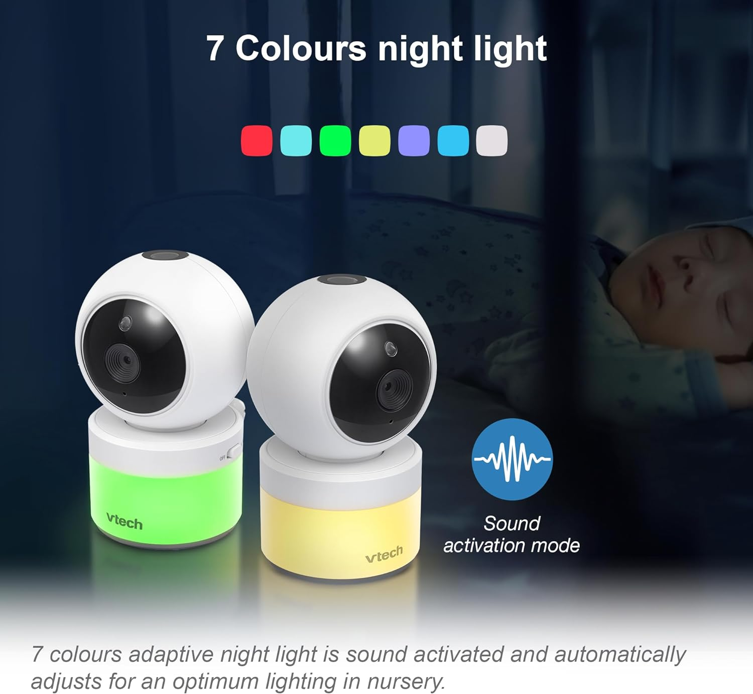 Vtech BM3800N 2.8" 2-Camera Full Colour Pan & Tilt Video Baby Monitor image number 5