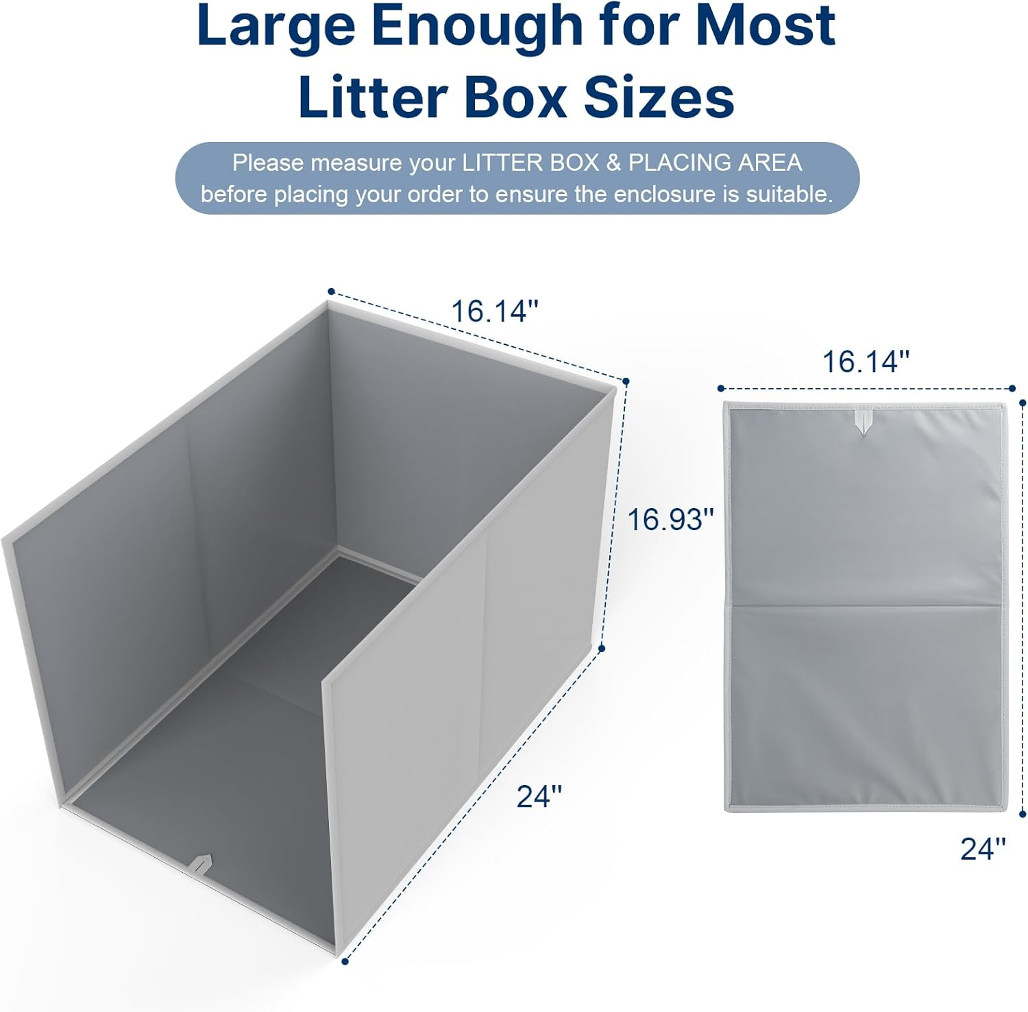 24" L &times; 17" W &times; 16" H Foldable Cat Litter Box Enclosure, All-In-One Litter Box Splash Guard for Large Litter Pan, High Sided Litter Box Shield with Removable Mat, Easy to Clean, No Mess, Odorless image number 1