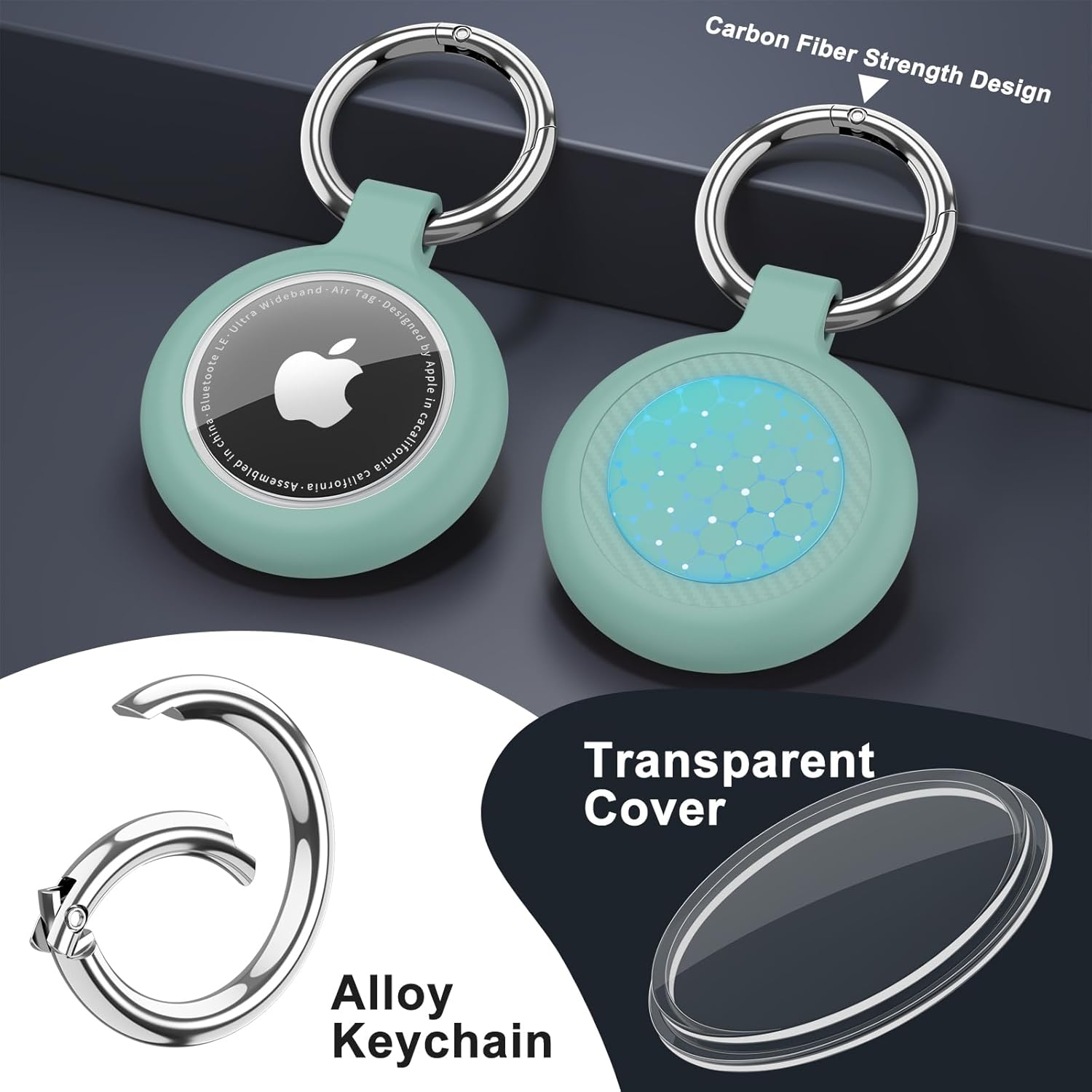 【4 Pack】 for Airtag Holder with Keychain, Upgrade Waterproof Silicone Airtags Key Ring Protective Case Cover Compatible for Apple Air Tag GPS Item Finders Accessories image number 4