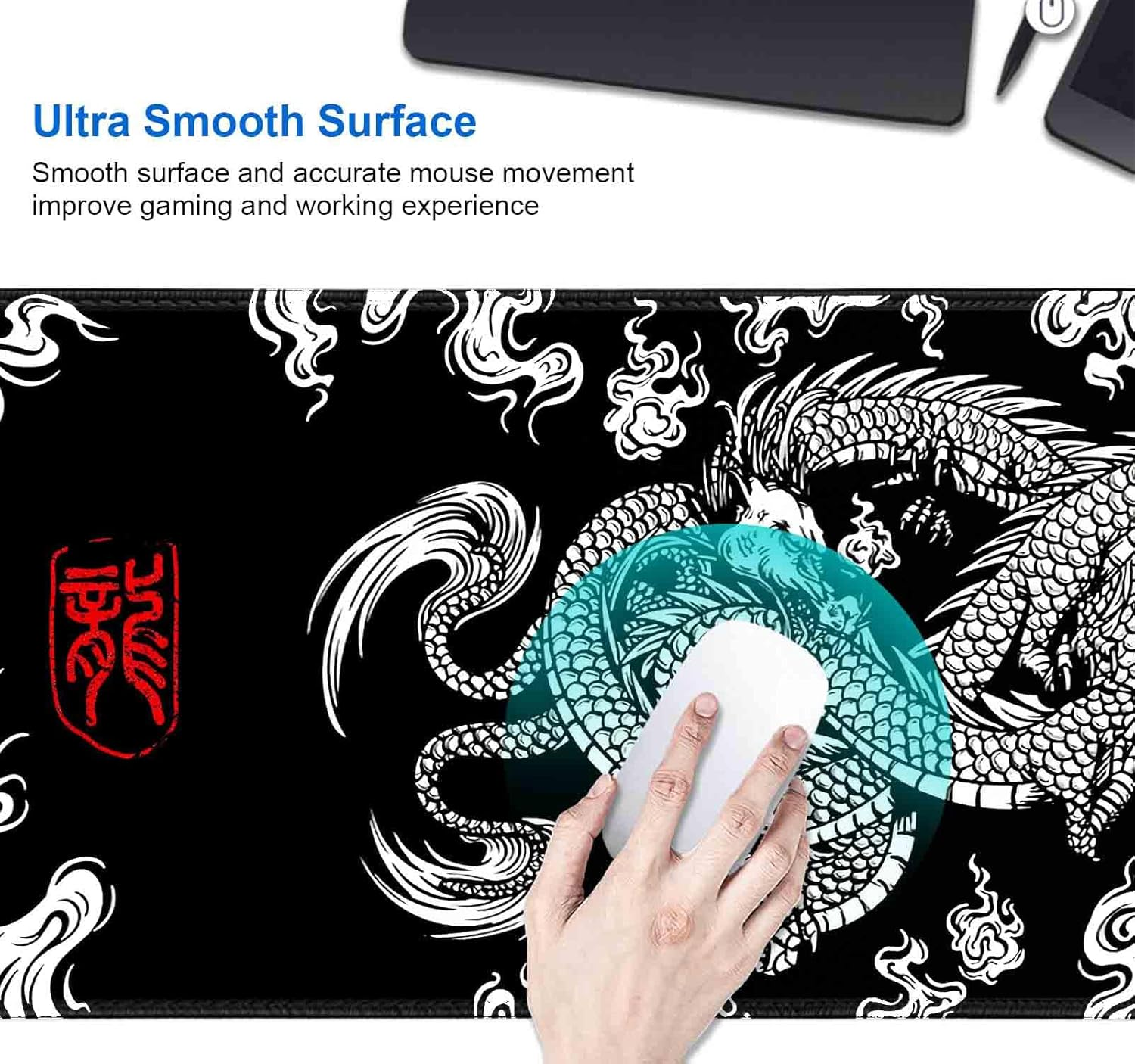 IMAYONDIA Large Mouse Pad XXL (90X40Cm), Non-Slip Gaming Mouse Pad, Extended Rubber Base Long Computer Mouse Pad Desk Keyboard Mat (Dragon XXL-90X40CM) image number 5