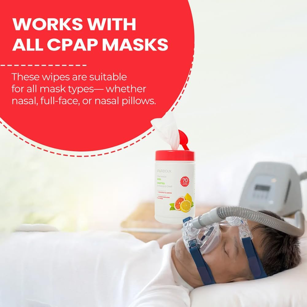 CLEANZEX 100% Cotton CPAP Mask Wet Wipes with Grapefruit Lemon Scent 70 Wipes image number 1