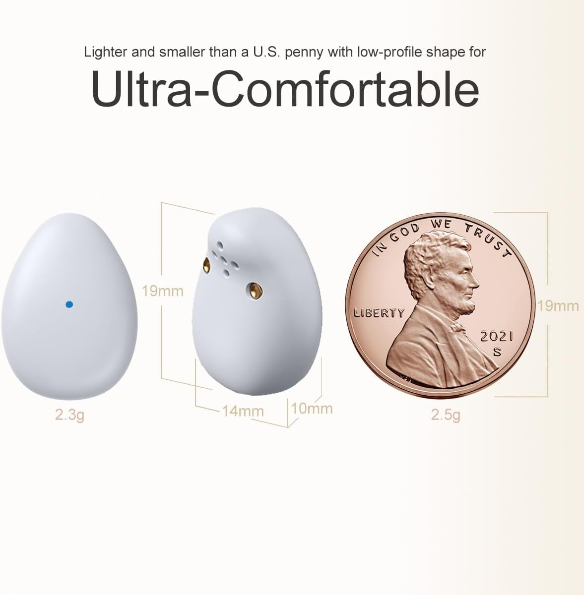 Mini Wireless Bluetooth Earbuds, Tiny Semi In-Ear Headphone Small/Light/Thin for Sleep on Side/Work/Fitness/Run/Drive, Stream Music or Podcasts from Iphone/Android Phones(White Gray)&hellip; image number 5