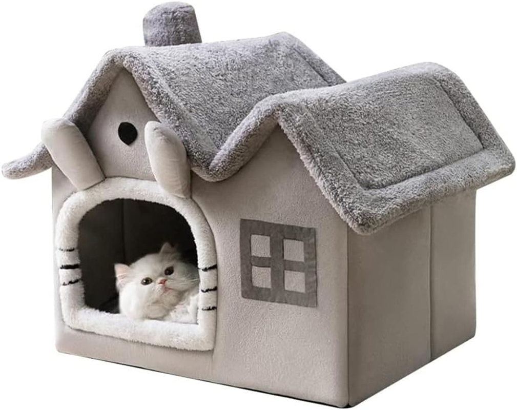 Indoor Cat Bed Cave with Removable Washable Cushion, Cozy Calming Soft Cat House, Durable No-Deformation Pet Bed for Cats (Grey, Medium) image number 6