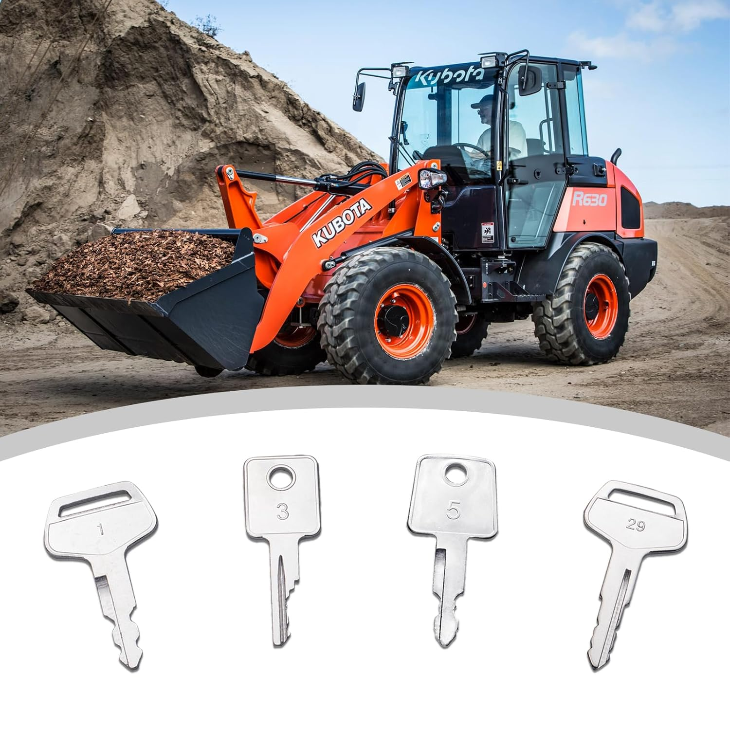 8PCS Ignition Starter Key Set S450 D250 K250 787 5P8500 14607 H800 459A Compatible with JCB Kubota Bobcat CAT Excavators Agricultural, Diggers Dumper, Roller, Forklift, Backhoe Tractor Etc image number 3