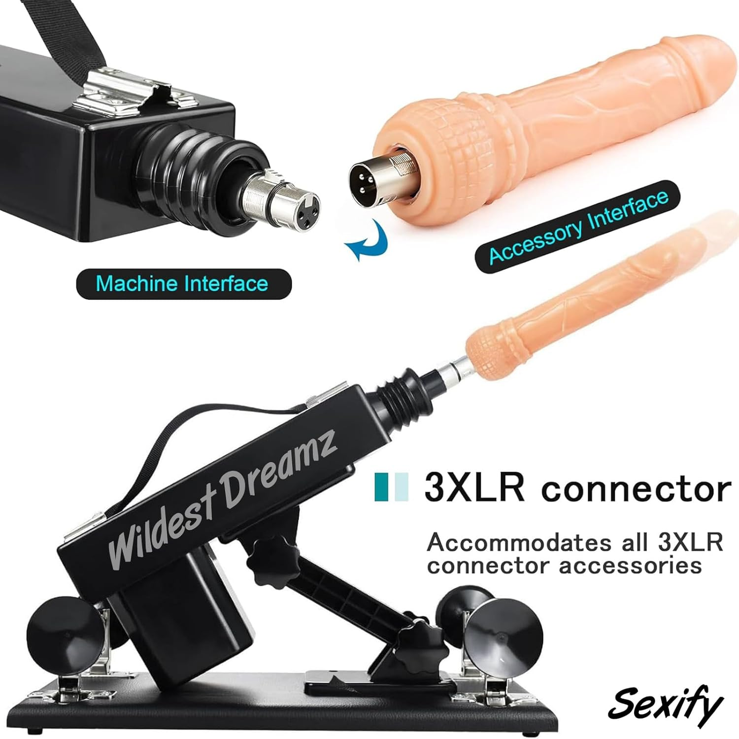Wildest Dreamz Sex Machine Thrusting Automatic Dildo Machine, Sex Machines Thrusting Sex Machine for Men Women with 7 Attachments 3 XLR Connector, Love Machine with Suction Cup Adult Sex Toy image number 3