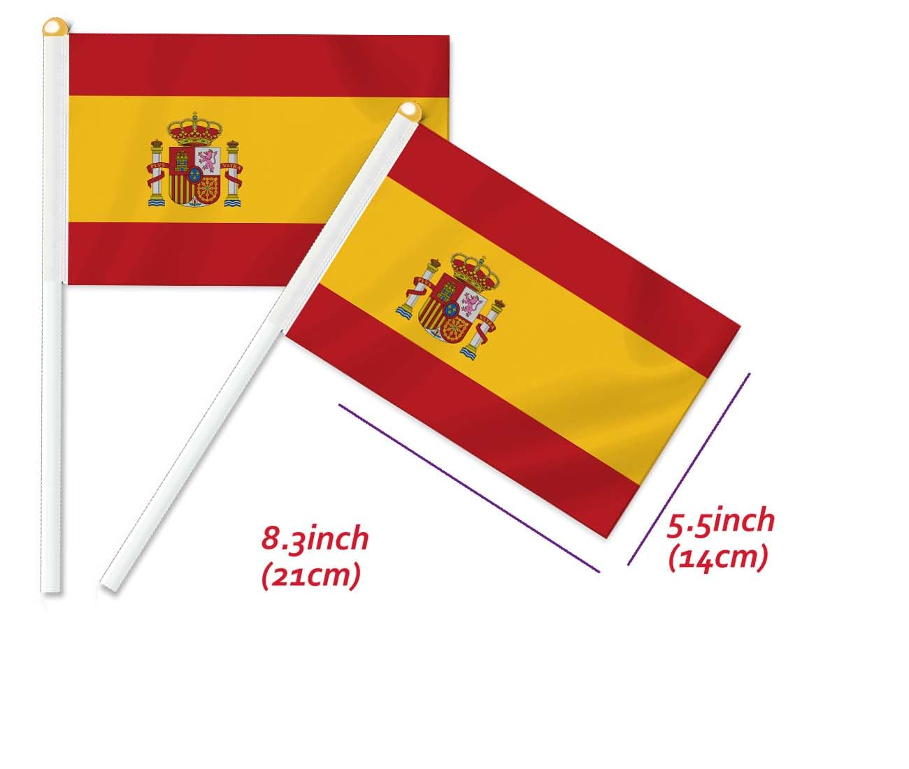 10 PCS Spain Handheld Small Flag, Spanish Hand Held Mini Decor Decoration Banner image number 3
