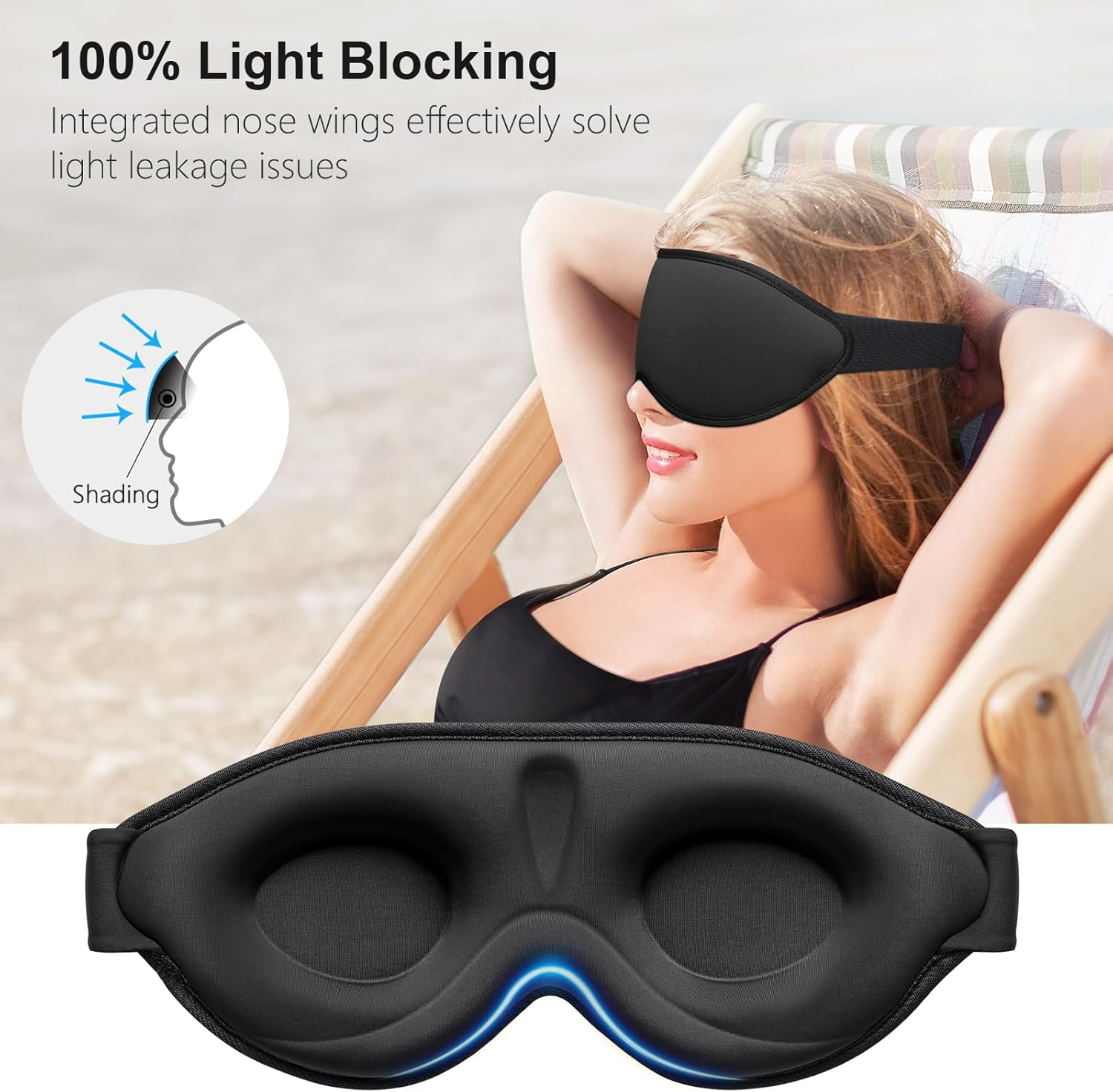 Light Blocking Sleep Masks for Men & Women-Zero Pressure Sleeping Eye Mask -3D Ergonomic Design Eye Movement and Eyelash Friendly, Ultra Comfortable Blindfold for Sleeping image number 2