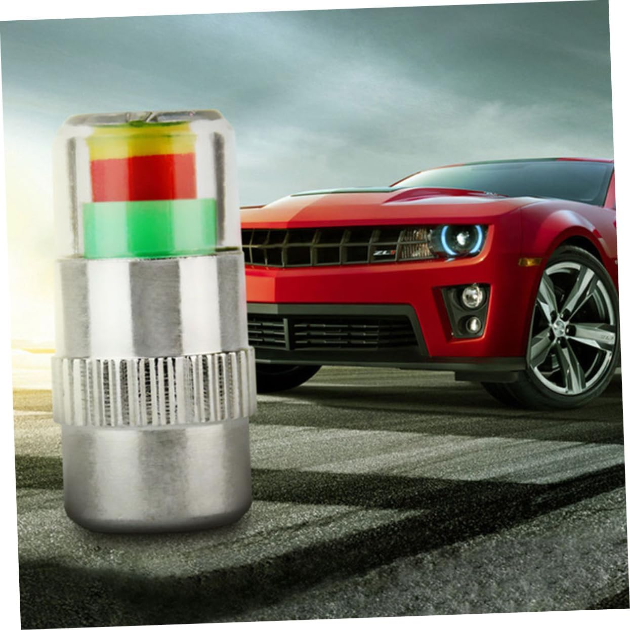 MUCKLILY 4Pcs Car Auto Tire Monitor Dust Pressure Indicator Sensor Eyes Alert for Automotive Tyres Wheels Tyre Valve Caps for Tpms Pressure Monitoring System image number 2