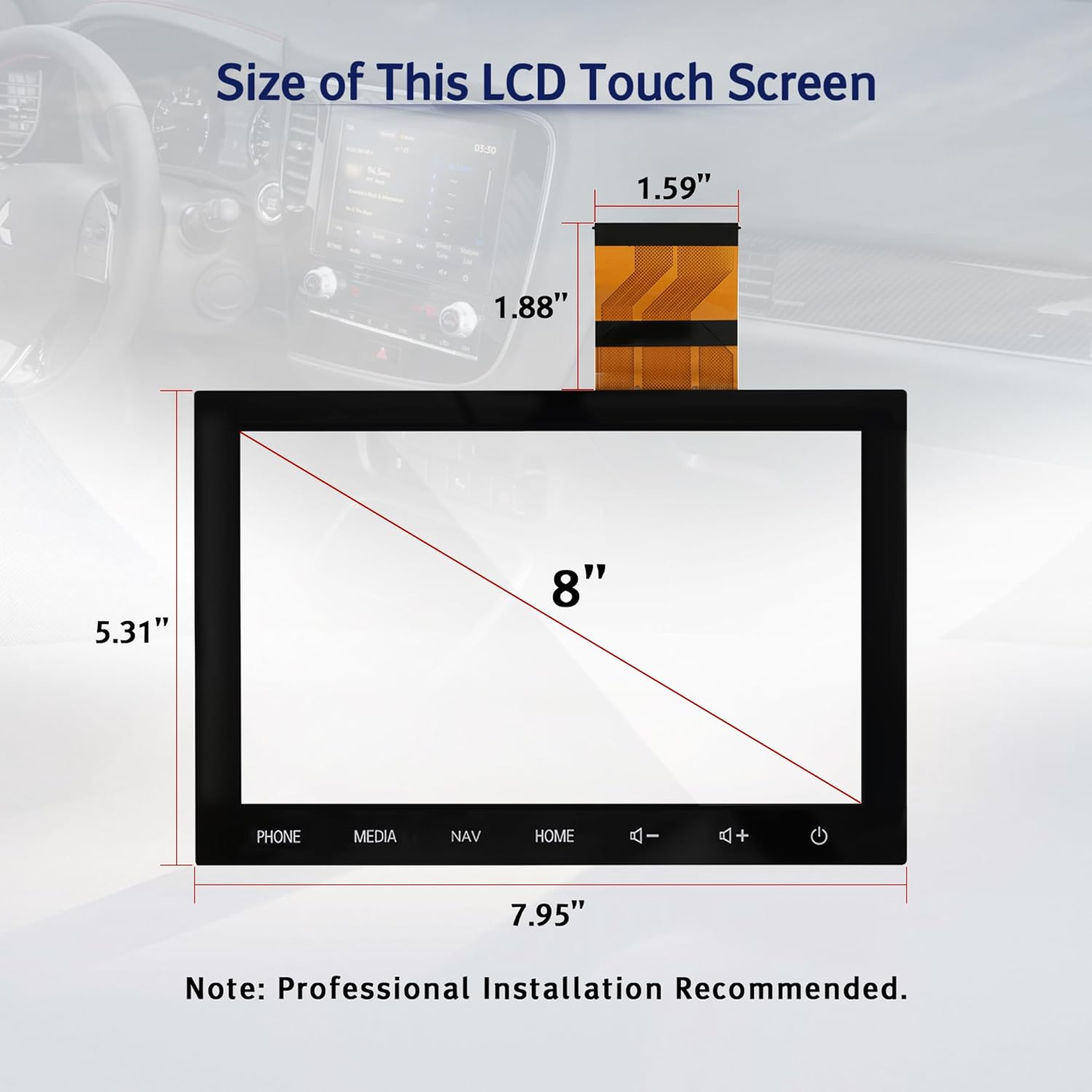 LEMON SHARK 8" Touch Screen LCD Display Radio Navigation NAV Version for Mitsubishi Outlander Sport/Asx 2019 2020 2021 2022 Replace# 8740A104, 8740A046, 8740A100, 8740A103, 8740A121, 8740A125 -TP image number 3