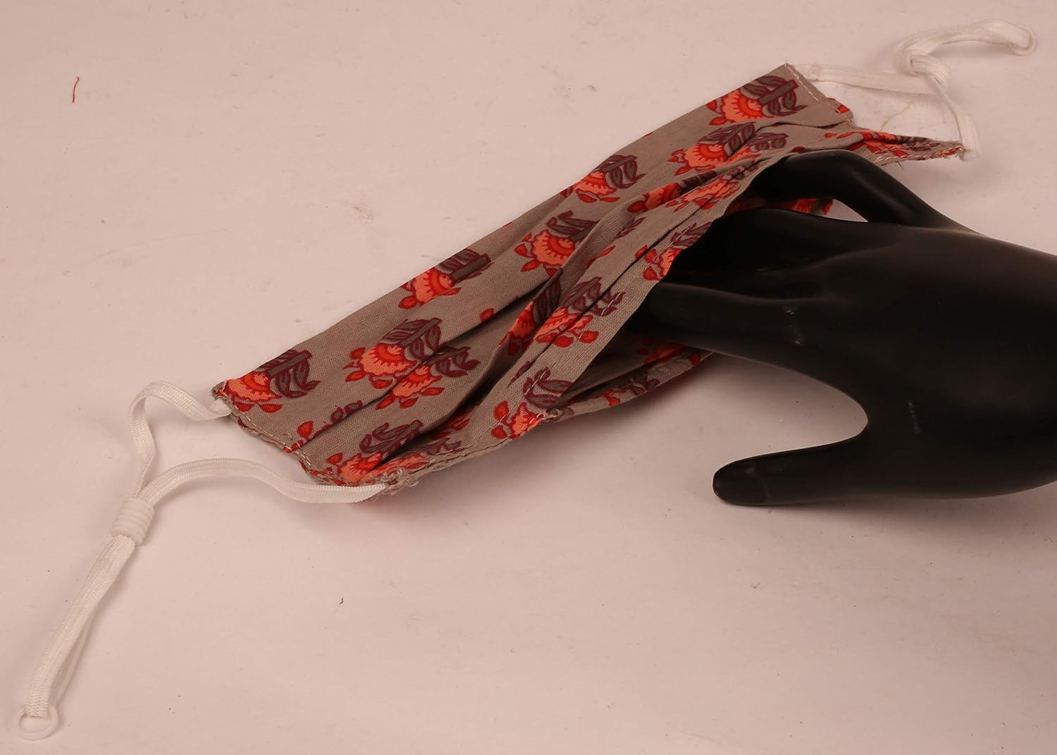 Touchstone Floral Fabric Adjustable Filter Pocket Nose Bridge Double Layer Cotton Face Mask Reusable Washable for Men, Women (Pack of 6). Grey Blue Orange Aqua Pink image number 4