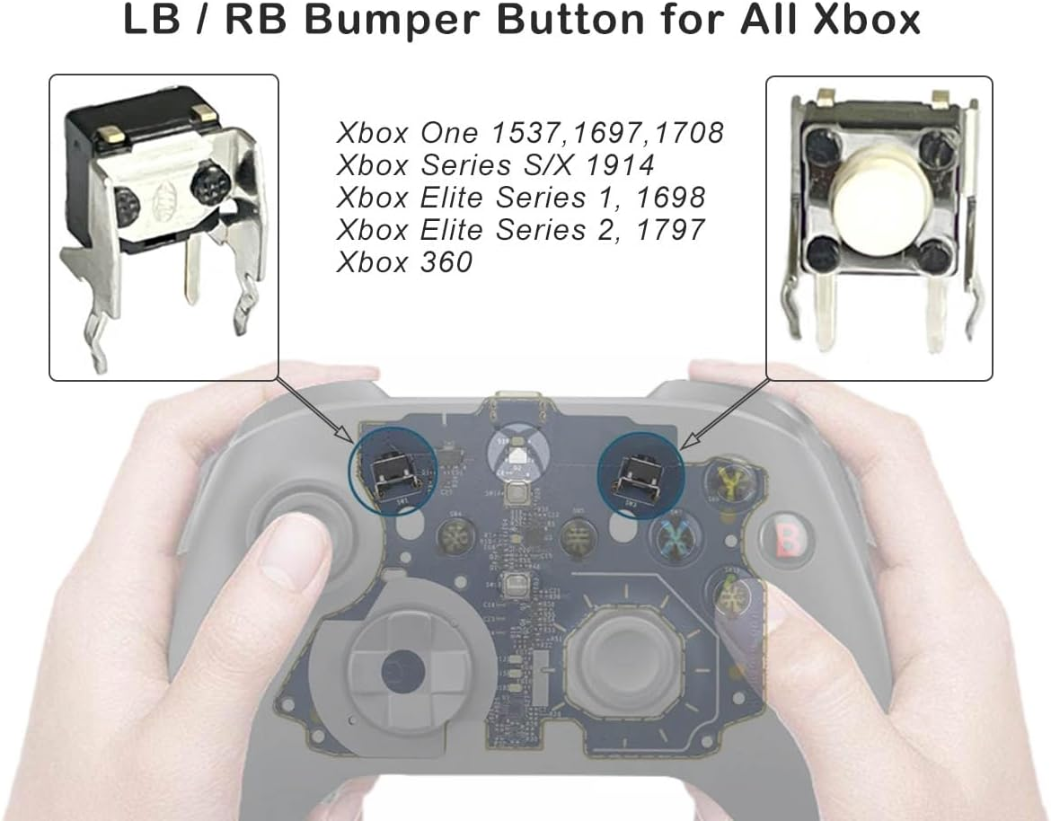 Elecgear 8Pcs Tactile Switch + Desoldering Heating Plate for Xbox One, Series S/X, Elite Controllers and Electronics Devices, Replacement LB RB Bumper Button and Special Desolder Repair Tools Incl. image number 1