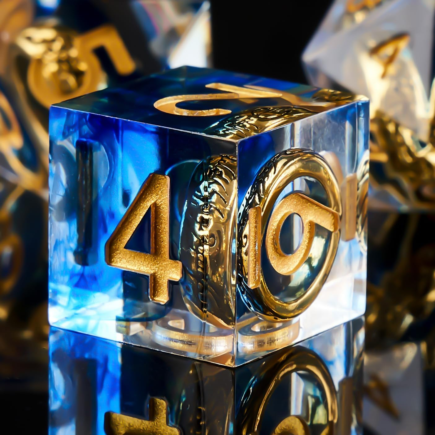 Role Dice DND Dice Set, Lord of the Rings Dice Set for Role Playing Dungeons and Dragons Ttrpg with Gift Box, 7Pcs Sharp Edge D&D Dice Handmade Resin Dice RPG Games Dice Set(Green)