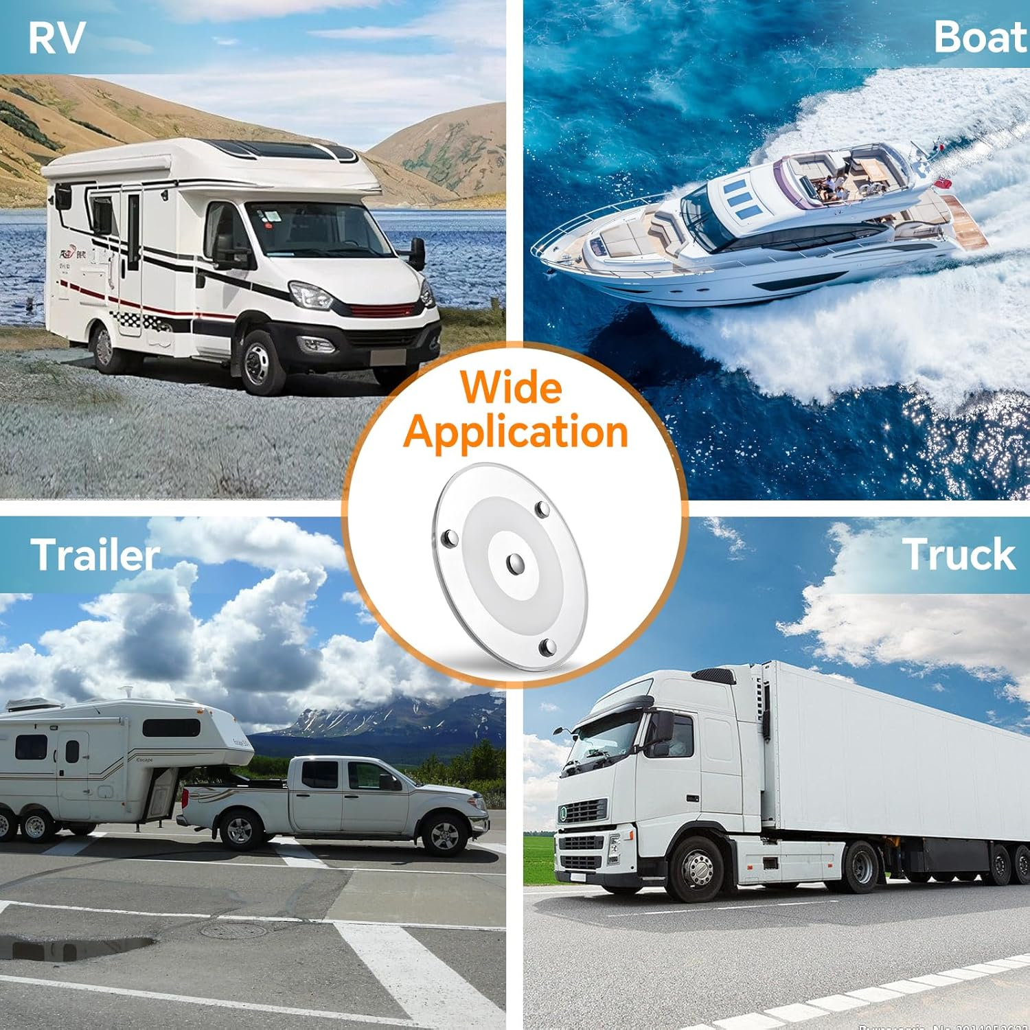 Camper Van 12V LED Panel Ceiling Light 120Mm 4.5W Dimmable 24V 400LM 3000K with Blue Night Light Touch Switch for RV Boat Caravan Marine Interior Lighting, Surface Mount Warm White 2 Pcs image number 5