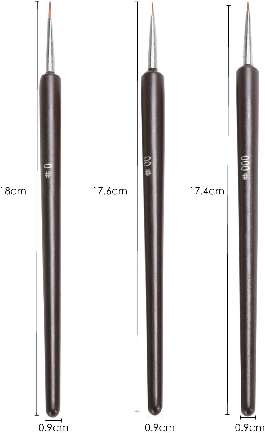 TRIXES 3 X Tiny Gel Acrylic Nail Art Tips Salon Drawing Pen Brush Painting Tool image number 1