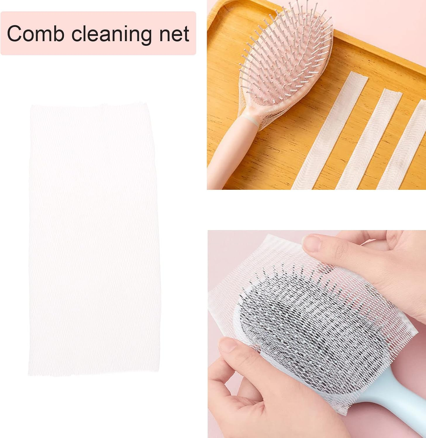 50 Pack Disposable Comb Cleaner Hair Removal Net Mesh Protection Bristle Protective Sheet Airbag Pet Pad for Removing Hair Dust - Comb Cleaner(2Black+2Pink) image number 3